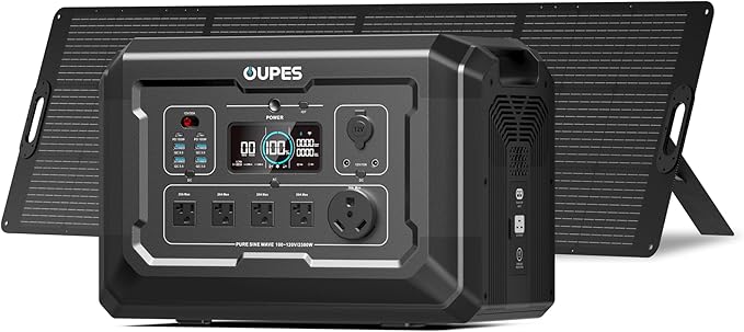 OUPES Mega 2 2500W Solar Generator with 240W Panel Included, 2048Wh Portable Power Station Solar Battery Station Made for Emergency, Home Backup, Outdoor Camping RV/Van