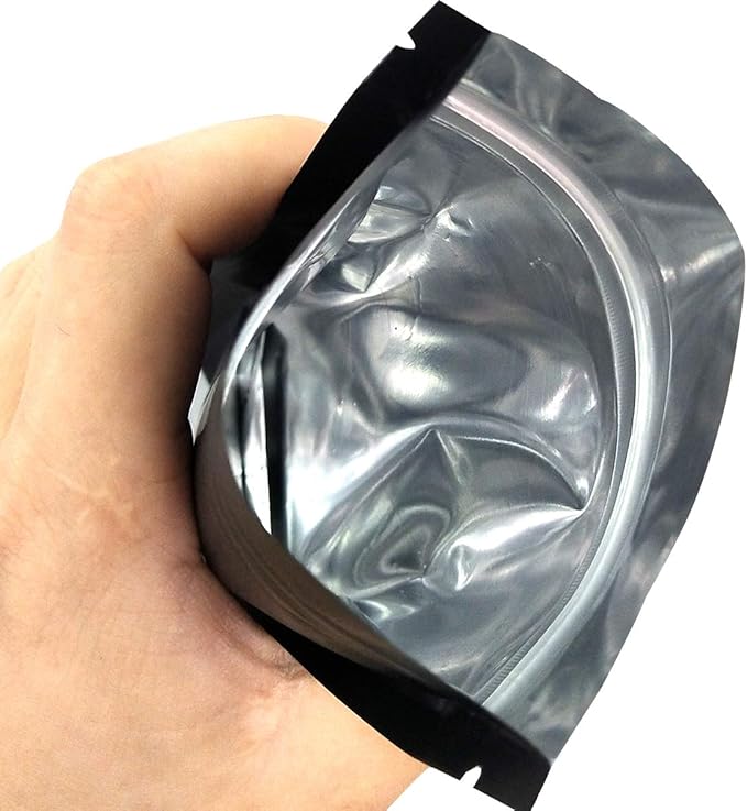 STUs 100 Pack Smell Proof Stand-Up Bags 4 x 6 Inch Resealable Mylar Bags Foil Pouch Double-Sided Bag Matte Black