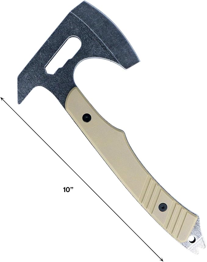 ASR Tactical Full Tang Hand Axe Multi-Functional Utility Hatchet, 10" - Gray