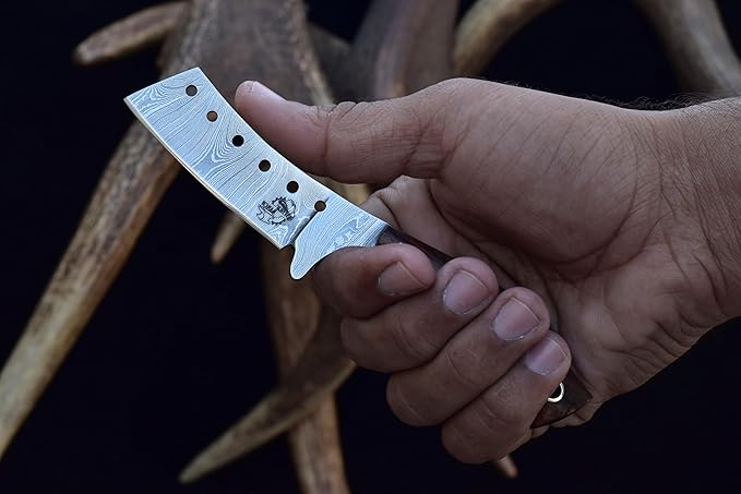Knives Ranch Handmade High Carbon Damascus Steel Fixed Blade Knife ??6.25" Cowboy Ranch Knife with Rosewood Handle & Horizontal Carry Leather Sheath ??Hunting, Bushcraft, Camping, Survival, Scout Carry, EDC (3131-IRW)