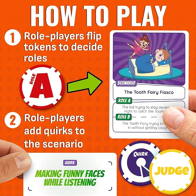 QUOKKA Charades & Guessing Game for Kids & Teens - 120 Hilarious Scenarios & Quirk Cards | Perfect for Family Game Night, Parties, Gifts & Reunions | Ages 8+ | Original Pack