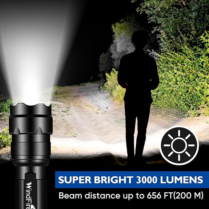 WINDFRIE 2 Pack LED Tactical Flashlights, Single Mode Handheld Flashlights, Bright EDC Emergency Small Flash Light, Water Resistance Portable LED Torches (Battery Not Include)