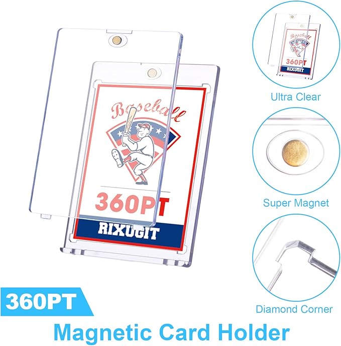 20-Pack Magnetic Card Holder - 360PT One Touch Card Case for Baseball, Football, Basketball, Hockey, Sports Card, Gaming Sports Cards, Perfect for Securely Storing Thick Trading Card Collections