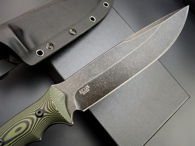 Eafengrow EF128 Fixed Blade Knife DC53 Steel Blade, Two Tone G10 Handle Full Tang Fixed Knifes Straight Knife for Working Camping Hunting Adventure EDC Tool Knife