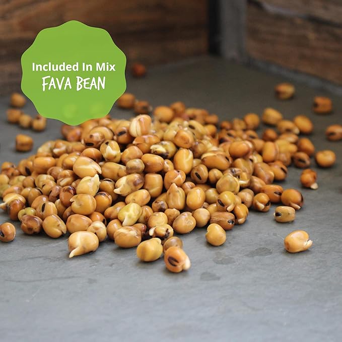 Organic Sprouting Seeds - Handy Pantry Sweet Protein Mix 8 oz. - Fava Bean, Mung Bean, & Yellow Pea Seeds - High Protein Food for Daily Health or Food Storage - Easy and Delicious Organic Sprout Seeds