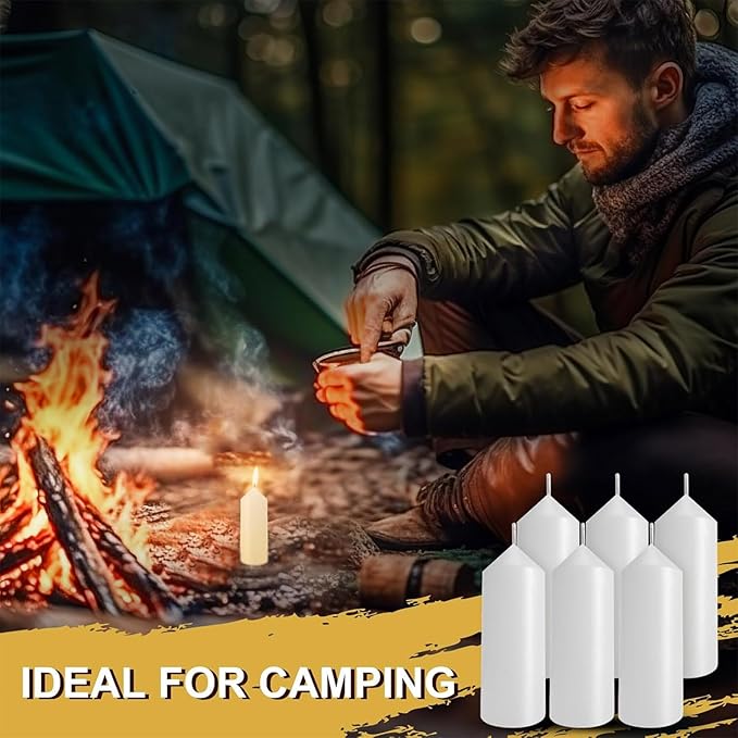 9 Hour Emergency Candles for Lantern (Lantern Not Included) 3.5 Inch White Candles Long Burning Survival Bougie Bulk for Outdoor Camping Power Outage Emergency Survival Preparedness