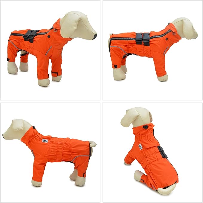 Dogs Waterproof Jacket, Lightweight Waterproof Jacket Reflective Safety Dog Raincoat Windproof Snow-Proof Dog Vest for Small Medium Large Dogs Orange 4XL