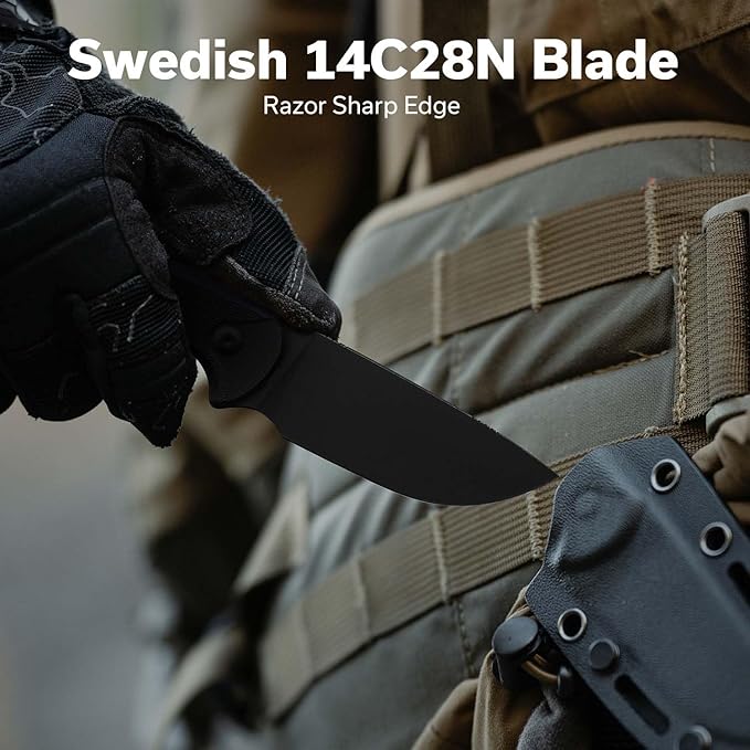 CIVIVI Timberbark Fixed Blade Knife with Kydex Sheath & Clip, 3.2" 14C28N Blade G10 Handle with Lanyard, Ideal EDC Hunting Knife for Outdoor Adventures Camping Hiking C23094-1, Black