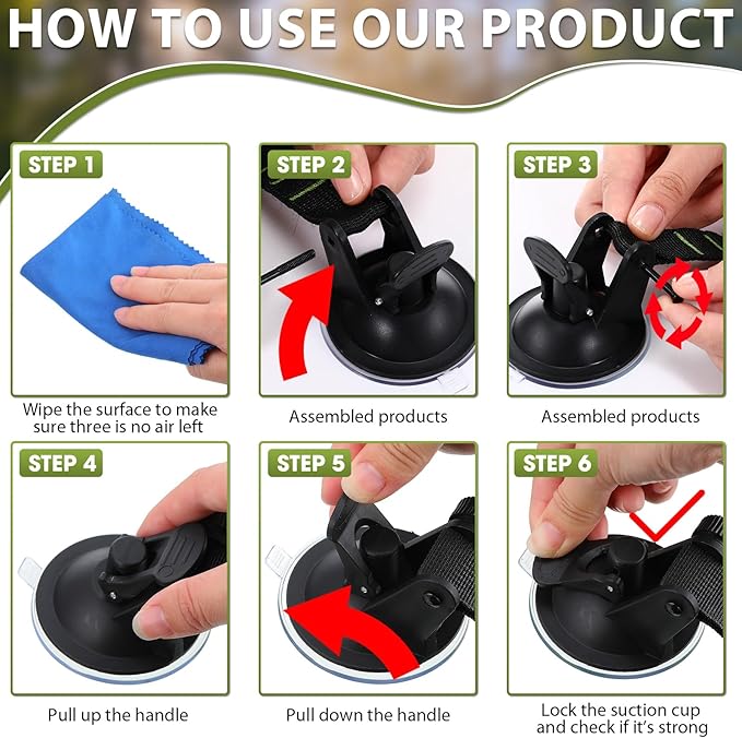 Maitys Heavy Duty Suction Cups with Hooks Tie Down Strong Suction Cup Anchor Car Camping Accessories Vacuum Outdoor Suction Cup with Hooks for Car Boat Awning Camping Tent Trap