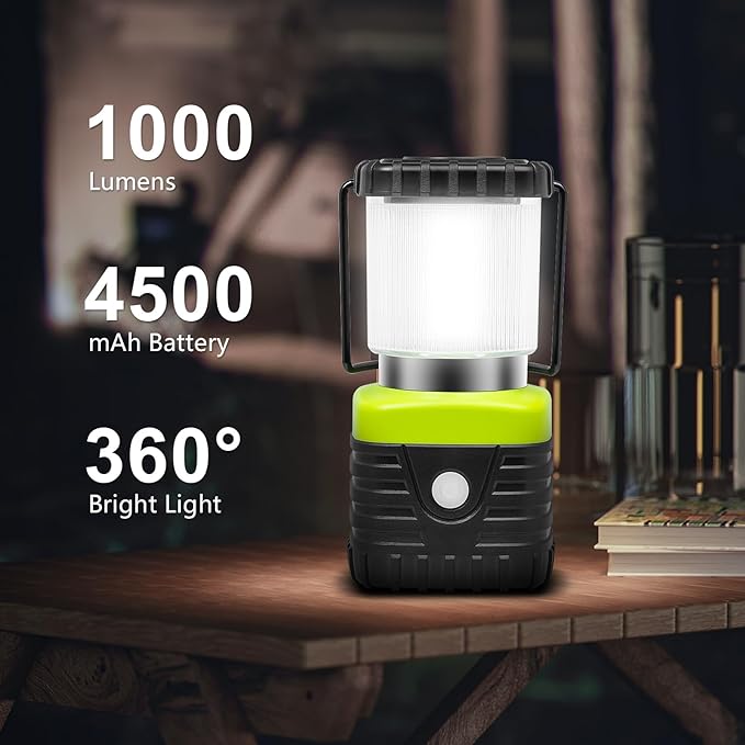 3Packs LED Camping Lantern Rechargeable 1000LM, 4500mAh Power Bank, IP44 Waterproof Lantern Flashlight for Hurricane Emergency, Hiking
