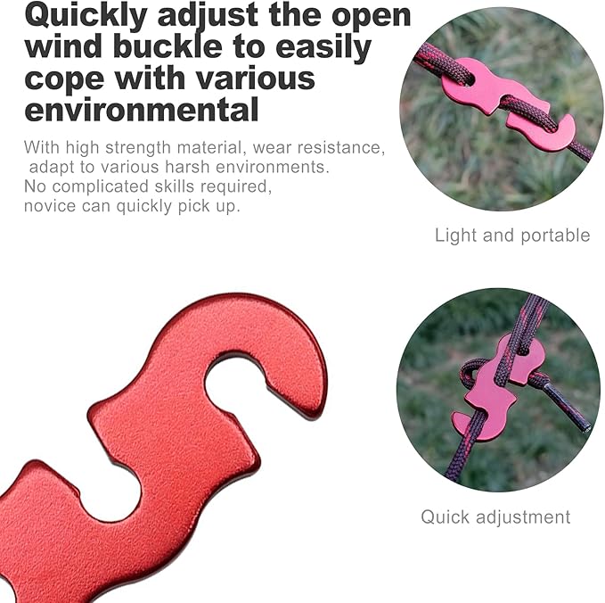 CoguZed 20Pcs Rope Tensioner and Tightener, Aluminum Alloy Camping Tent Guyline Cord Adjuster Camping of Gear, Tent Guyline & Paracord Tensioners, Hiking, Outdoor
