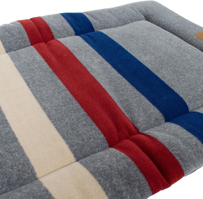 Pendleton Fleece Comfort Cushion Dog Bed - Cabin Stripe Shale, L