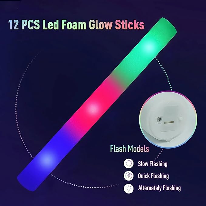 160 PCS Glow Sticks Bulk Party Pack:Glow in the Dark Party Supplies include Glowsticks,Foam Glow Sticks, LED Glasses, Finger Lights,Glow Rabbit Ear Headband,Halloween ,Wedding,Concert