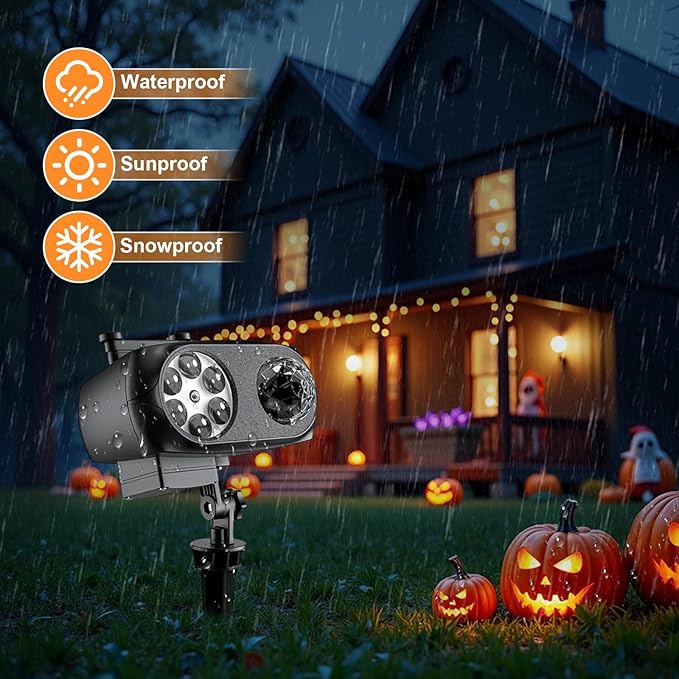 Halloween LED Projection Lights, Halloween Projector Lights Outdoor Decoration, 3D Ocean Wave Landscape Light with 10 Slides for Halloweens Xmas Holiday Party Yard Garden Lawn Decoration