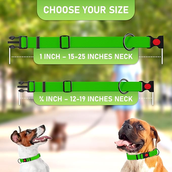Adjustable Dog Collar with Safety Lock Buckle - Made in USA - Honeycomb Waterproof Heavy Duty Dog Collars for Medium Large Dogs - Odor Proof Pet Collar for Dogs with Strong Zinc D Ring Green