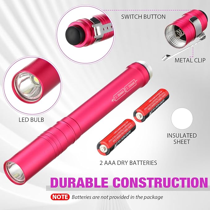 24 Pack Mini Pen Flashlights Bulk LED Pen Lights Aluminum Pocket Flashlights with Clips Small Handheld Torches Gifts for Camping Hiking Emergency Outdoor (Multicolor)