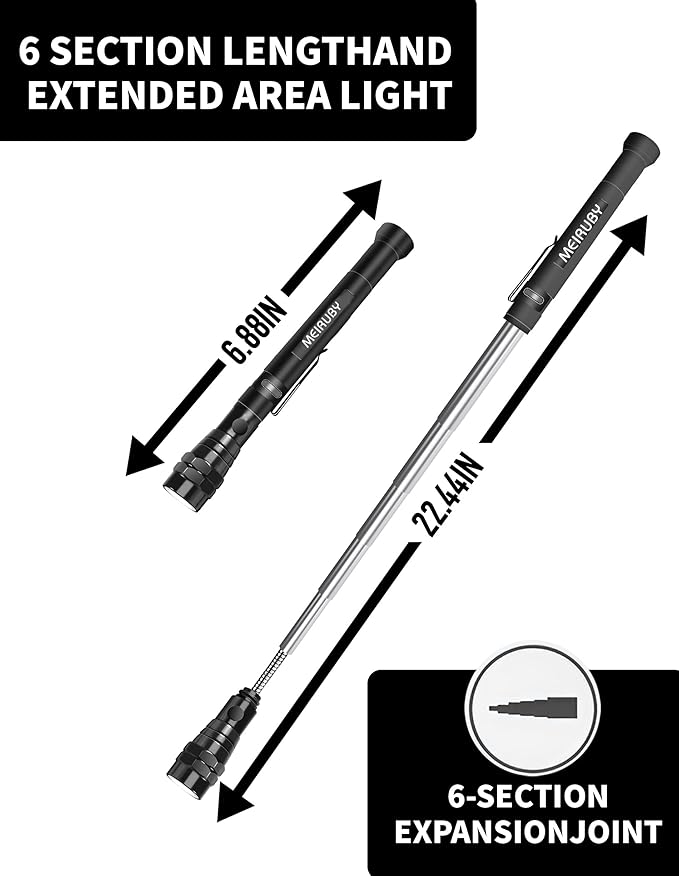 Magnetic Pickup Tool Gifts for Men, Stocking Stuffers for Men Adults, Telescoping Magnet Flashlight Christmas Birthday Gift for Dad, Mens, Him, Husband, Grandpa, Handyman