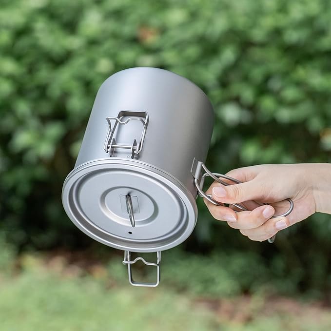 Boundless Voyage Titanium Rice Cooker Camping Cooking Pot Ultralight Camping Cookware Set for Kitchen, Hiking, Picnic, Travel Ti-2093