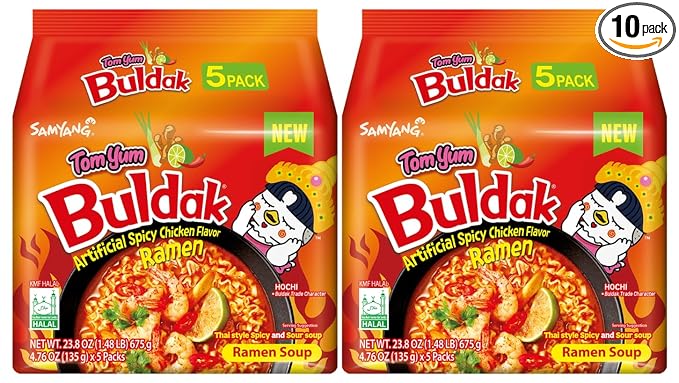 KF GOODIES Korean Ramen Variety Pack Gift Box (10 Count) – Spicy Buldak Noodle Assortment for Birthdays, College Care Packages, Office Snacks, and Gift Baskets