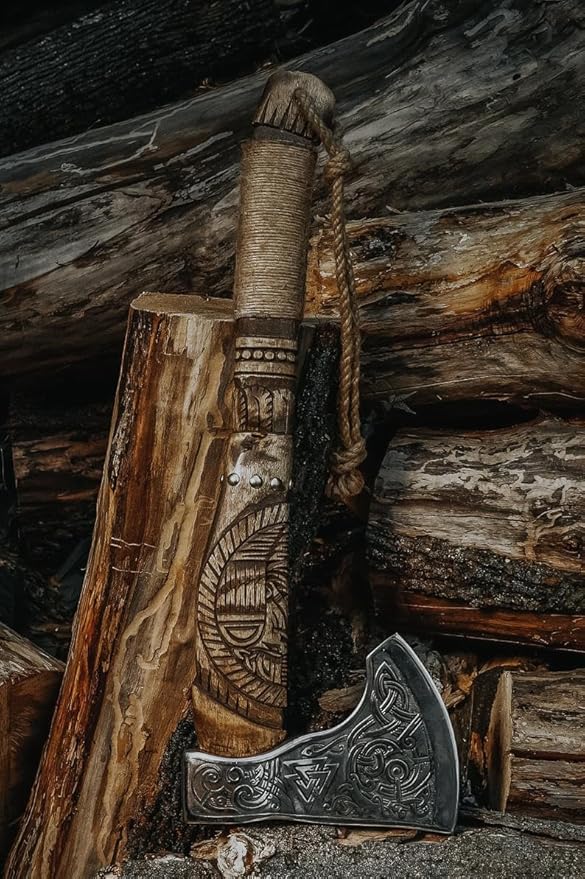 AX-7992 Custom Gift Forged Carbon Steel Viking Axe with Rose Wood Shaft, Viking Bearded Camping Axe, Mens Gift, Poshland Axe