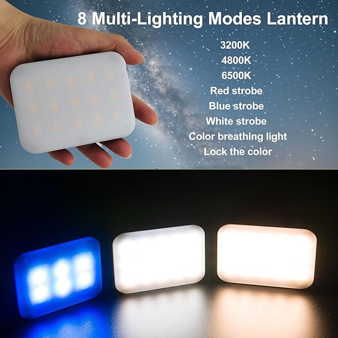 Tent Lights for Camping, Rechargeable Camping Lights for Tent, Camping Tent Light with 8 Brightness Modes for Power Outages, Emergency, Tent, Outdoor (White)