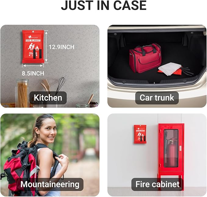 Lancryen 2025 Emergency Fire Blanket, Fire Extinguisher Blanket, Fire Suppression Fabric Flame Retardant Towel Flame Safety Cloth for Home, Kitchen, School, Grill, Car, Office, Warehouse(40” x 40”)