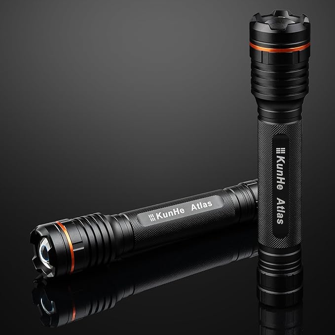 KunHe Heavy Duty 3D Cell LED Flashlights Large Aluminum Zoomable High Lumens 1200 LM Battery Powered Single Mode Flash Light- Big Flashlight for Home Emergency Power Outages Camping Car