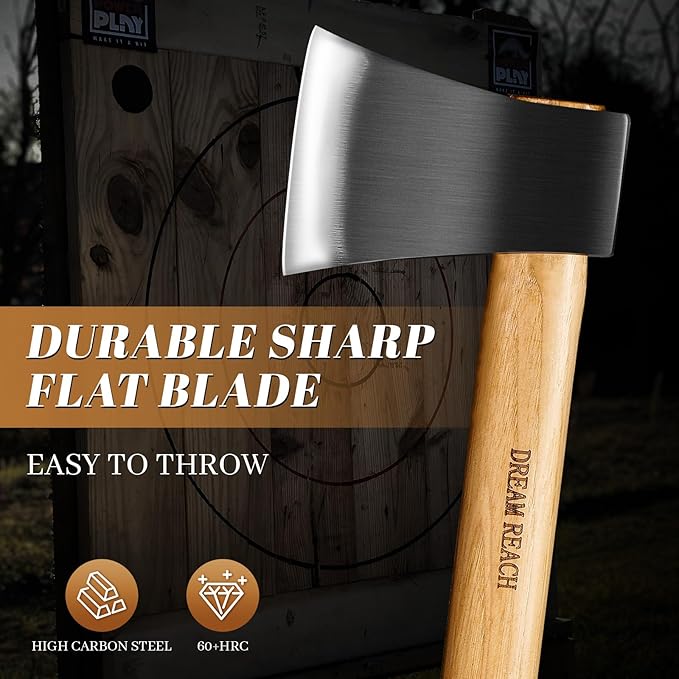 Dream Reach 20.5" Dual-Handed Throwing Axe, Professional Throwing Axes with Wooden Handle, Throwing Hatchet for Adults, Axe Throwing Game