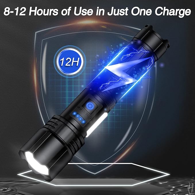Rechargeable Flashlights High Lumens, Led Flashlight 99,000 Lumens Bright Flash Light with 7 Modes, Flashlights for Camping, Home, IPX7 Waterproof (2 Pack)
