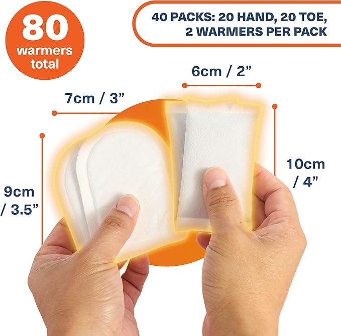 BRAMBLE Hand Warmers & Foot Warmers - Long-Lasting Heat Packs (8h) for Outdoor Activities, Sports, and Cold Weather