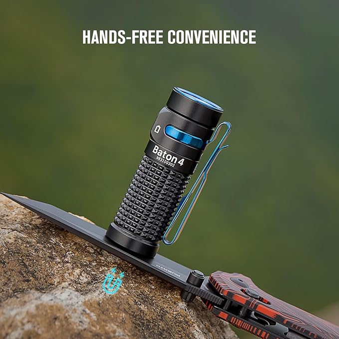 OLIGHT Baton4 Premium Edition EDC Flashlights 1300 Lumens with Type-C Charging Box, Powered by Rechargeable Battery, Small Bright Light IPX8 Waterproof for Emergencies, Outdoors (Black)