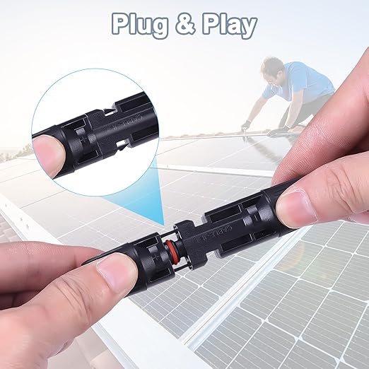50FT 12AWG Solar Panel Extension Cable with Female and Male Connectors, Solar Cable for Solar Panels, Charge Controllers and Solar Generator (12AWG, 50FT)