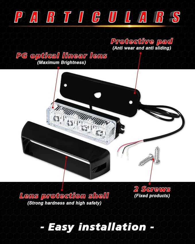 YM E-Bright 2-Pack Red Blue Dual Colors 4 LED Car Flash Light DRL Truck Warning Caution Emergency Construction Strobe Light DC 12V-24V