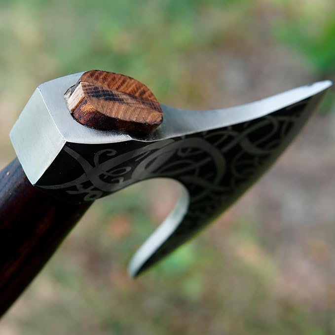 QEPAA CRAFTS® The Frostbreaker Handmade Viking Forged Steel Camping Survival Axe for Wood Splitting and Chopping-Bushcraft Hatchet- Norse Viking Gift for Adventurers