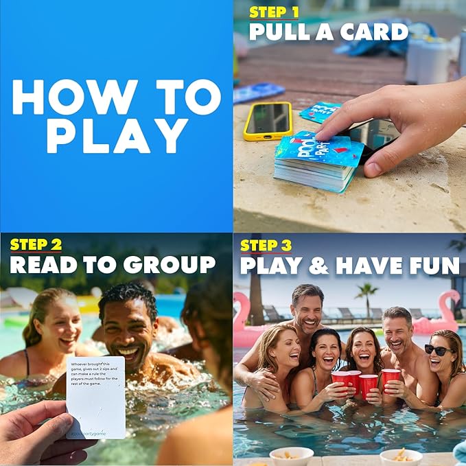 Pool Party Drinking Card Game | Hilarious Pool Drinking Game with 80 Cards | Perfect for Pool Days, Vacation, Game Night, 21st Birthday, or Bachelorette | New Drinking Game for Pool