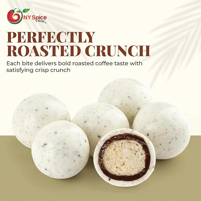 NY Spice Shop Coffee & Cream Chocolate Malt Balls Party Decorations - 1 Pound Malted Milk Ball Candy Birthday Gifts - Chocolate Malted Milk Balls - Dark Chocolate Malt Ball Holiday Snacks