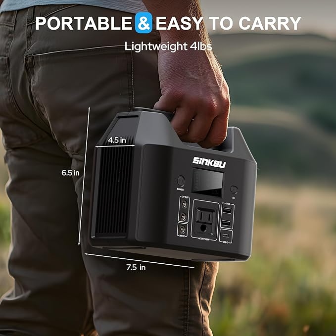 SinKeu Portable Power Station with 40W Portable Solar Panels, LiFePO4 Battery Solar Generator for Home Use, 150W Power Bank with AC Outlet for Camping, RV, Emergency Backup
