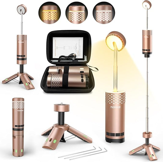 Camping Lights Rechargeable, Detachable Camping Lantern with Stand, Telescopic Waterproof Camp Lamp, Magnetic Work Hanging Light, LED Tent Flashlights for Emergency (Rose Gold- Upgraded)