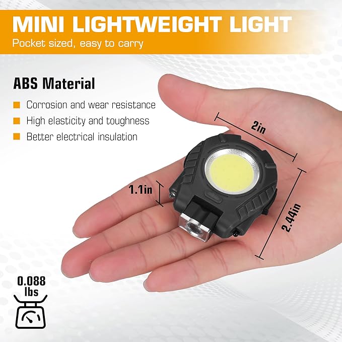 EverBrite Mini Hat Clip Light, Rechargeable Magnetic Keychain Work Light with Sensor Mode, 180° Rotatable Bracket, Bottle Opener, Clip Design - for Hiking, Camping, 6 Modes, Black