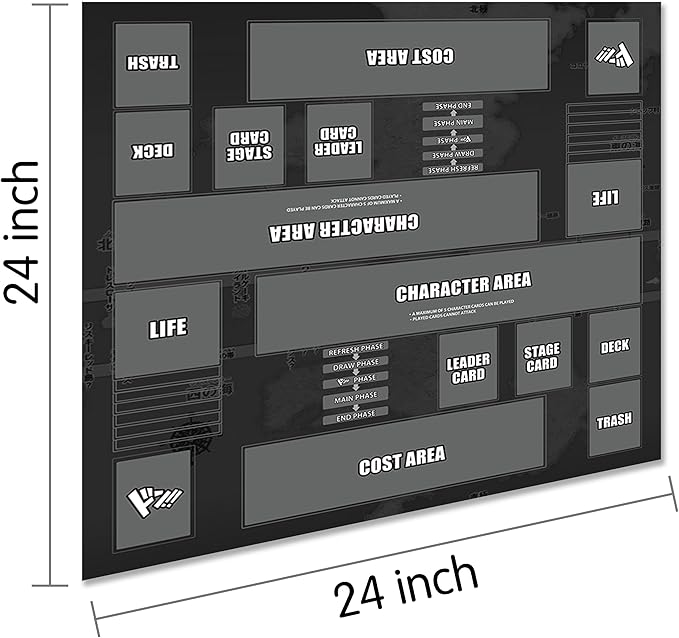 Playmat for One Piece Card Game for Two Players, 24x24 inches, with 4-Pocket Card Binder Set and 400+ Card Capacity (Black)