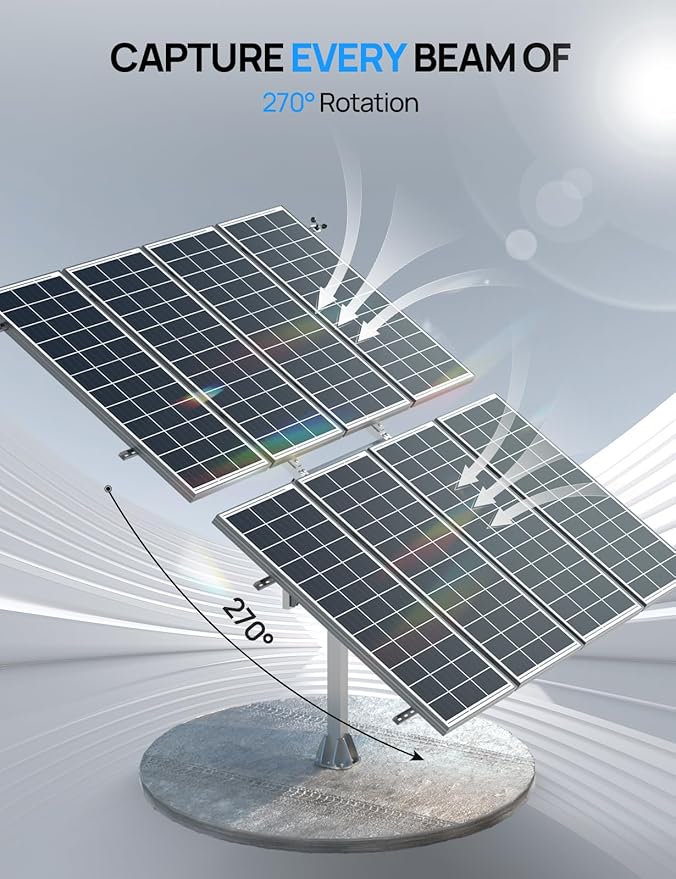 ECO-WORTHY Solar Panel Dual Axis Tracking System (Expanded Version Increase 40% Power) with Tracker Controller,for 10PCS 100W/8PCS 200W/4PCS 400W,High Stability, Multi-Angle Adjustment, for Yard/Farm