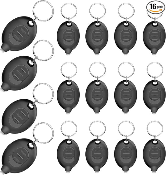 Mini LED Keychain Flashlight, Ultra Bright Tiny Flashlight, Small Keychain Flashlight White Light, Micro Pocket Key Ring LED Flashlight for Emergency Lighting Batteries Included (16PCS)