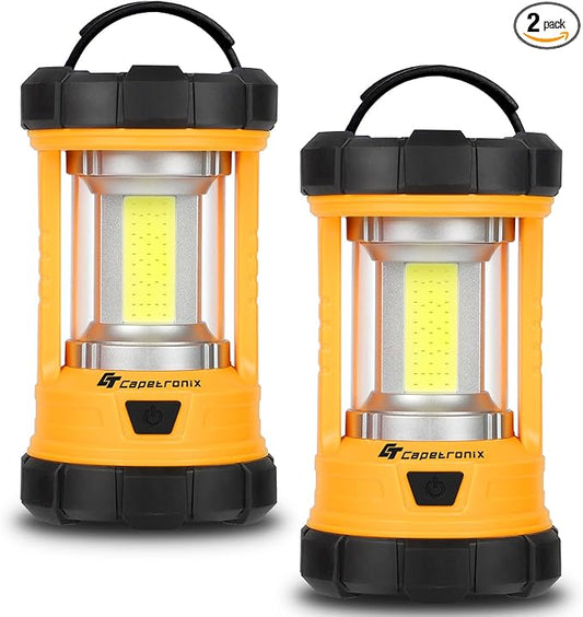 Camping Lantern, 3200LM Bright Camping Lights, 4600mAh Rechargeable LED Lantern, Flashlight for Power Outages/Fishing/Hurricane/Emergency, CT CAPETRONIX Camping Accessories (2-Pack)