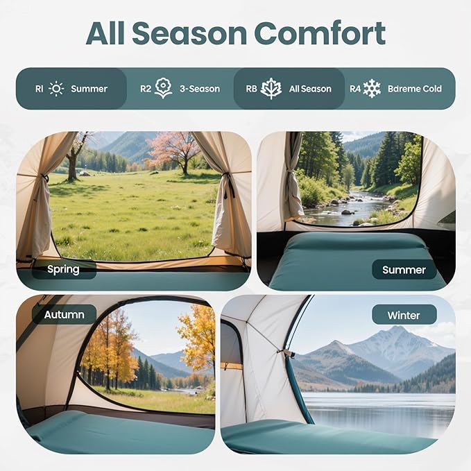Double Camping Sleeping Pad with Electric Pump, 3.15" Thick 2 Person Self Inflating Memory Foam Mattress Pad with Pillow, Portable Sleeping Mat for Travel, Car, Tent, Home - Green, Full Size