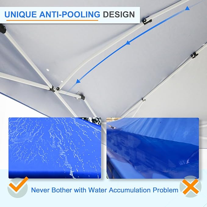 EAGLE PEAK Pop Up Canopy Tent with Wheeled Carry Bag, 8 Stakes, 4 Ropes, 4 Weight Bags, Easy Set Up Tent Canopy, 12x12 ft, 144sqft of Shade, Blue