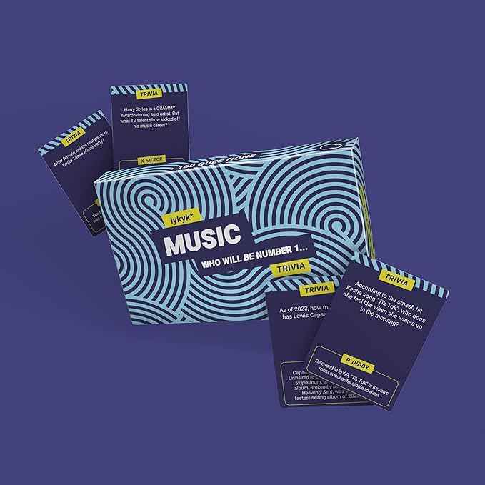 iykyk Music - Ultimate Music Quiz Game - 150 Cards Covering Chart-Topping Artists, Songs & Albums - Twist on Classic Quiz - Ideal for Game Nights and Travel - Show Off Your Musical Knowledge