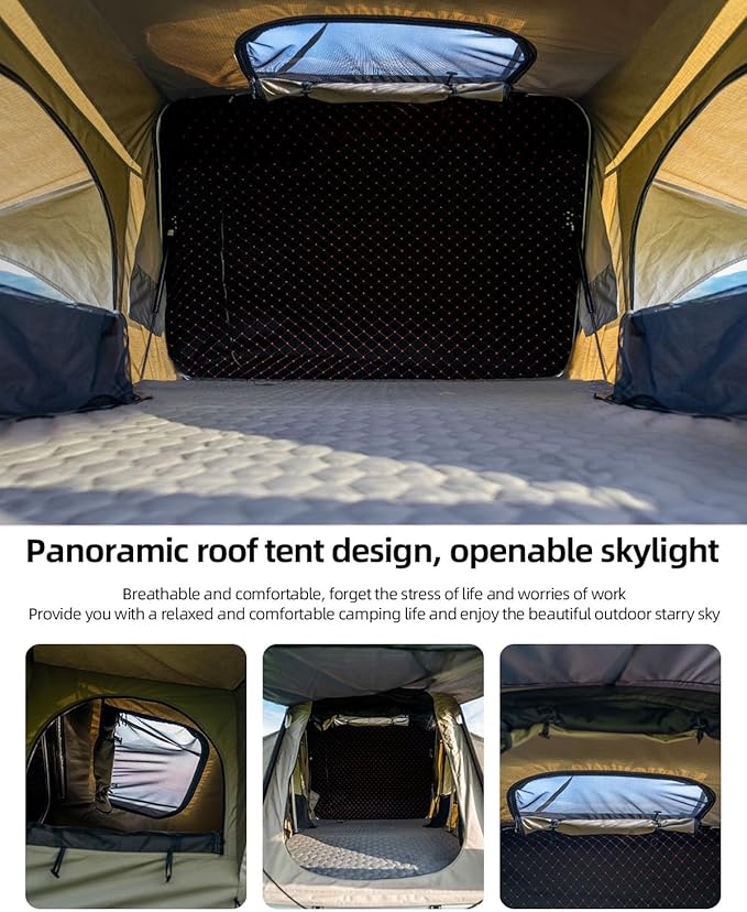 BAMACAR Naturnest Rooftop Tent Hard Shell 2-4 Person Nature Nest Roof Top Tent Hardshell Hard Top Claim Shell Overland Car Roof Rack Top Tents For Jeep SUV Van Pickup Truck Vehicle Trailer Car Camping