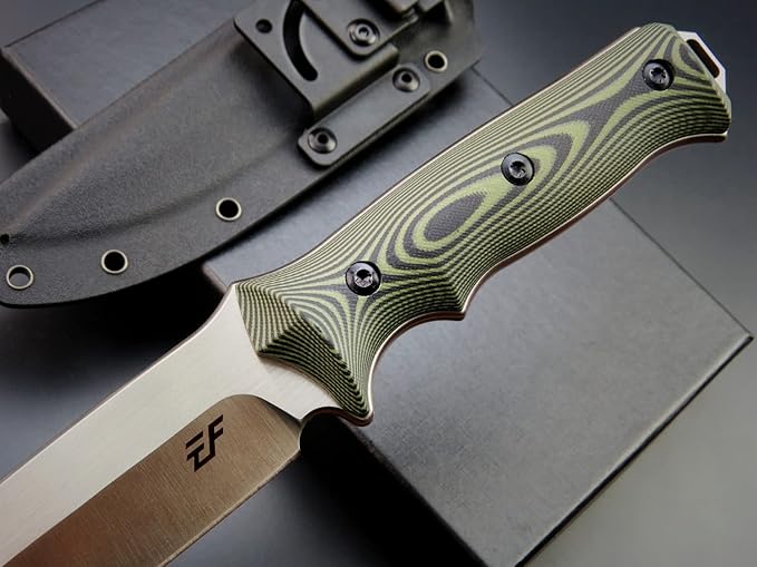 Eafengrow EF128 Fixed Blade Knife DC53 Steel Blade, Two Tone G10 Handle Full Tang Fixed Knifes Straight Knife for Working Camping Hunting Adventure EDC Tool Knife
