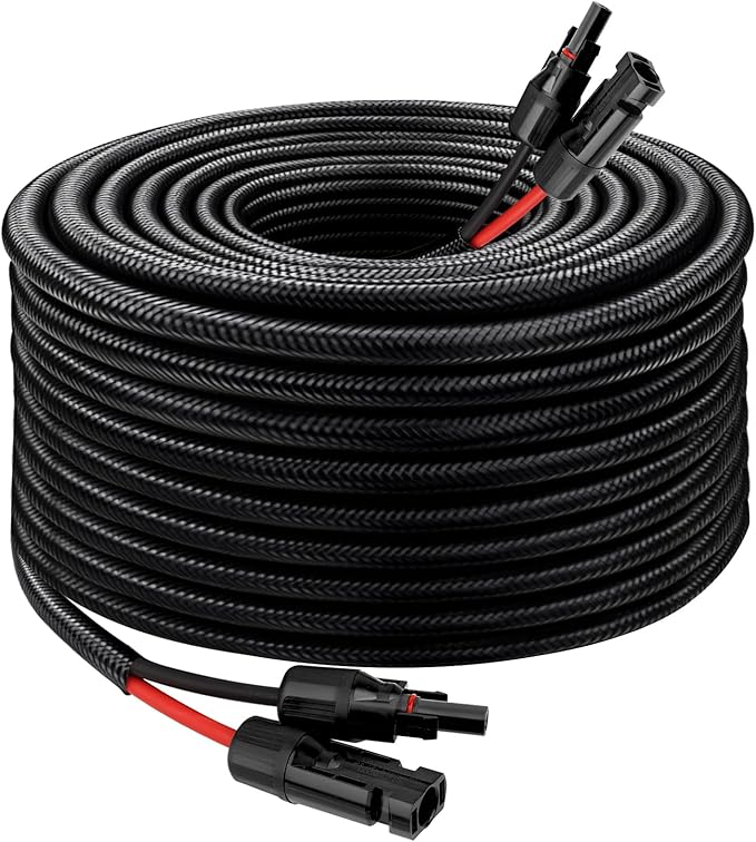 Solar Panel Extension Cable - 10AWG 40FT Solar Wire with Female & Male Waterproof Connector Flame Retardant Protective Sleeving PV Wire for RV, Photovoltaic Systems, Home, Boat, Solar Panels, Car