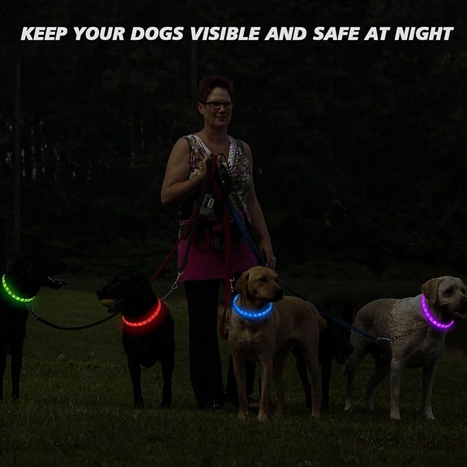 LED Multi-Color Dog Collar, Rechargeable 7 Colors Changing Light Up Dog Collar, Dog Lights Make Pet Visible and Safety for Night Walking,Outdoor, Camping, for Small Medium Large Dogs by NOVKIN